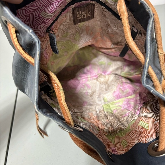 The Sak Backpack Drawstring Striped Leather Purse Bag Women's - Picture 4 of 7